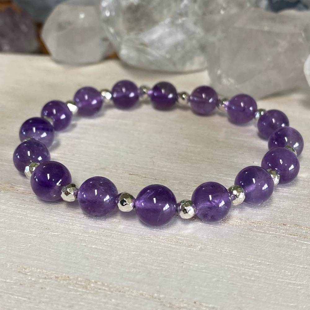 Amethyst Gemstone Stretchy Bracelet - 8mm